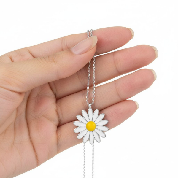 Papatya Figürlü 925 Gümüş Kolye